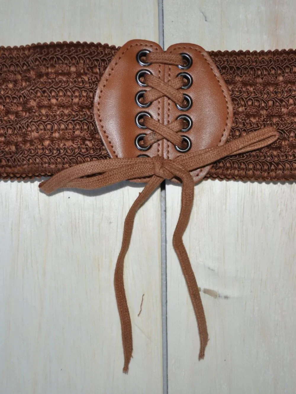 women's black elastic waistband belt Inspire Chic brown lace-up corset belt feat
